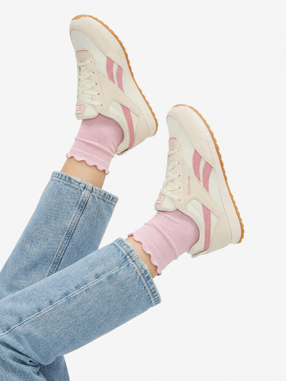 Кроссовки Reebok для девочки, текстильные, кремовый