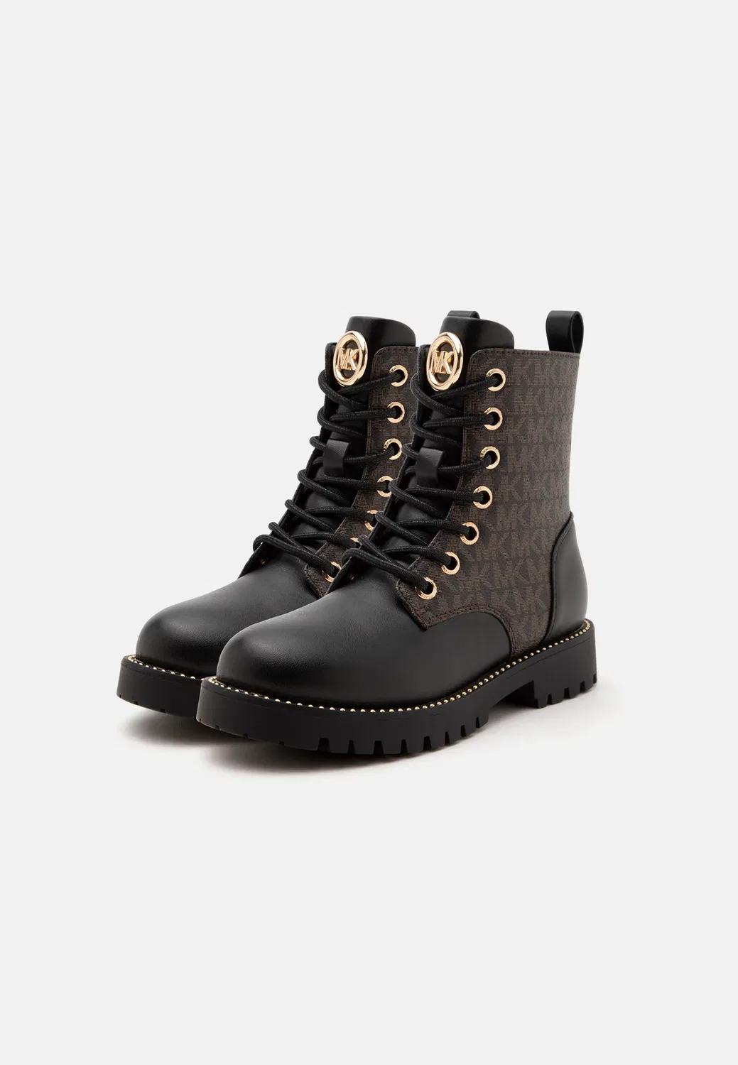Детские и подростковые ботильоны Kalina на шнуровке Michael Kors Kids, Black/Brown/Butternut Sig — фото 2