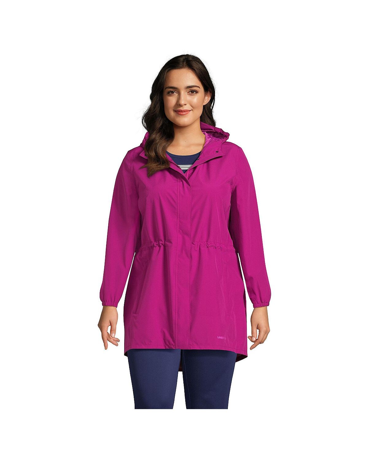 

Женский водонепроницаемый складной плащ больших размеров с капюшоном Lands' End