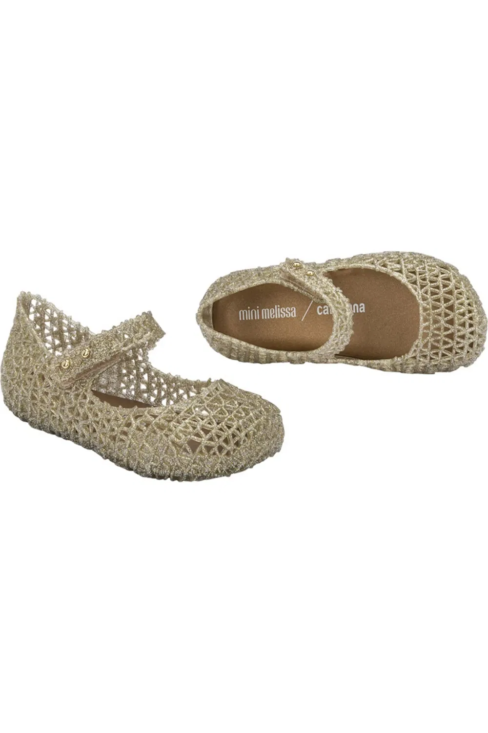 Детские туфли Мэри Джейн на липучке Campana Mini Melissa, Gold — фото 4