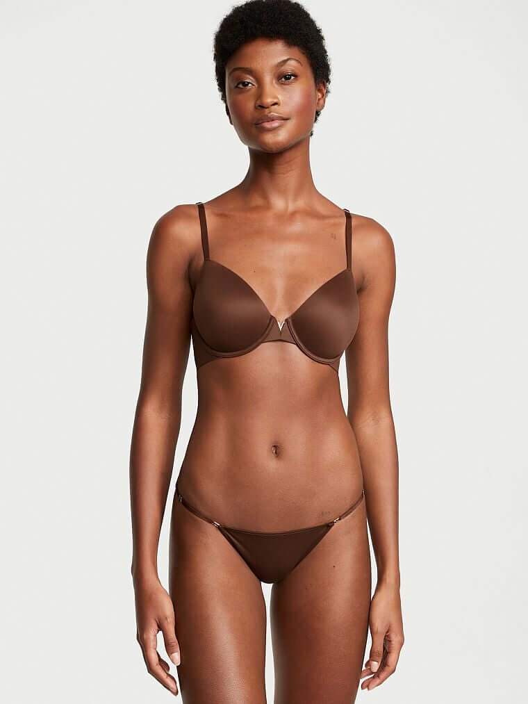 Гладкий бюстгальтер с полным покрытием на легкой подкладке Victoria's Secret Love Cloud Perfect Shape, темно-коричневый — фото 4