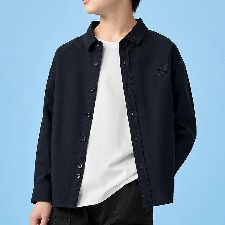 Детская рубашка из хлопка с вышивкой HLA, Navy Blue 07 — фото 4