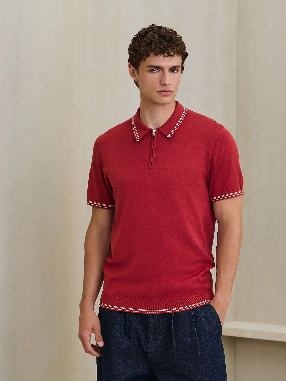 Поло с коротким рукавом, Slim Fit, N. Premium Next, красный