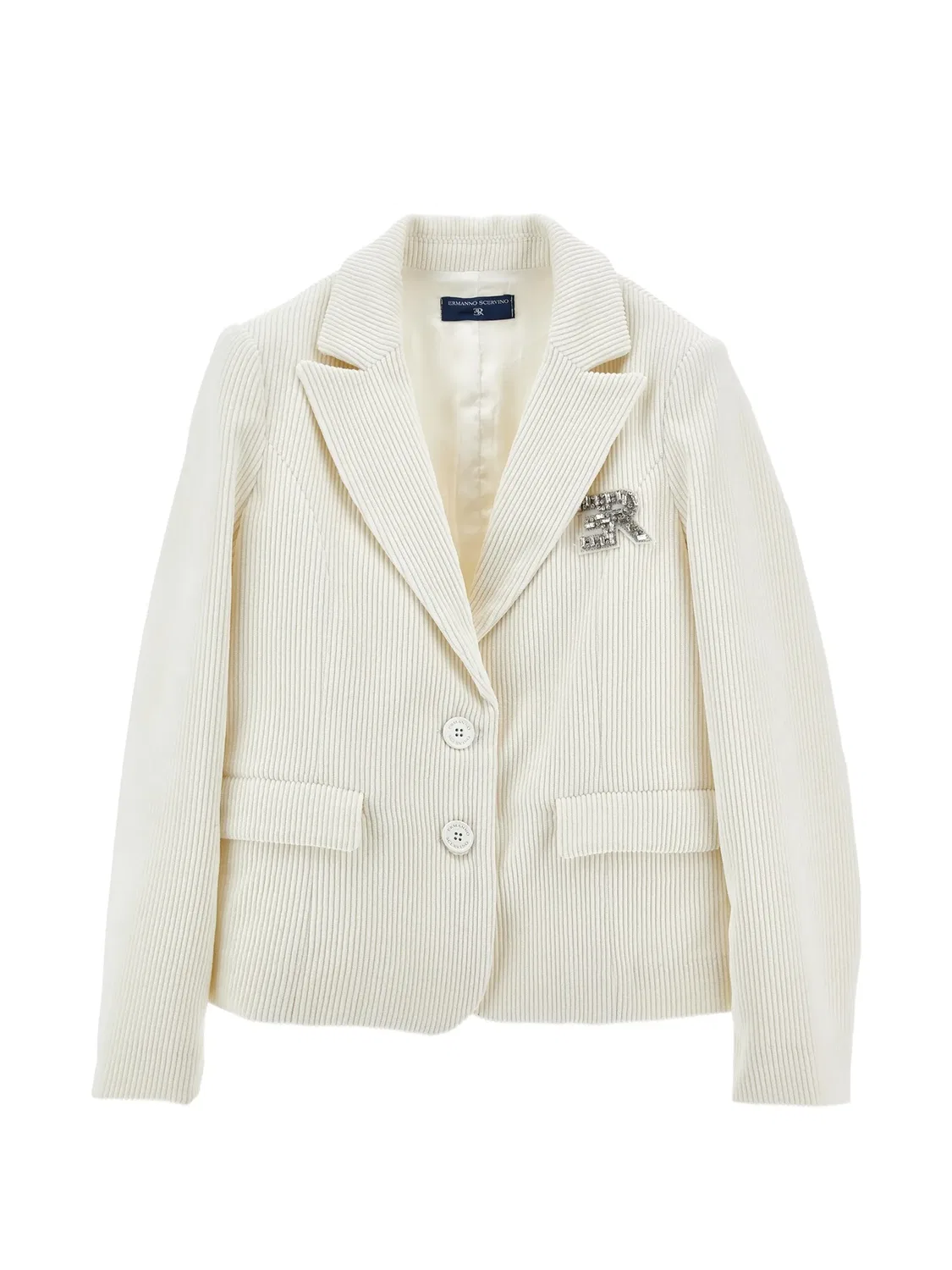 Вельветовая куртка, украшенная кристаллами Ermanno Scervino Junior, нейтральные цвета