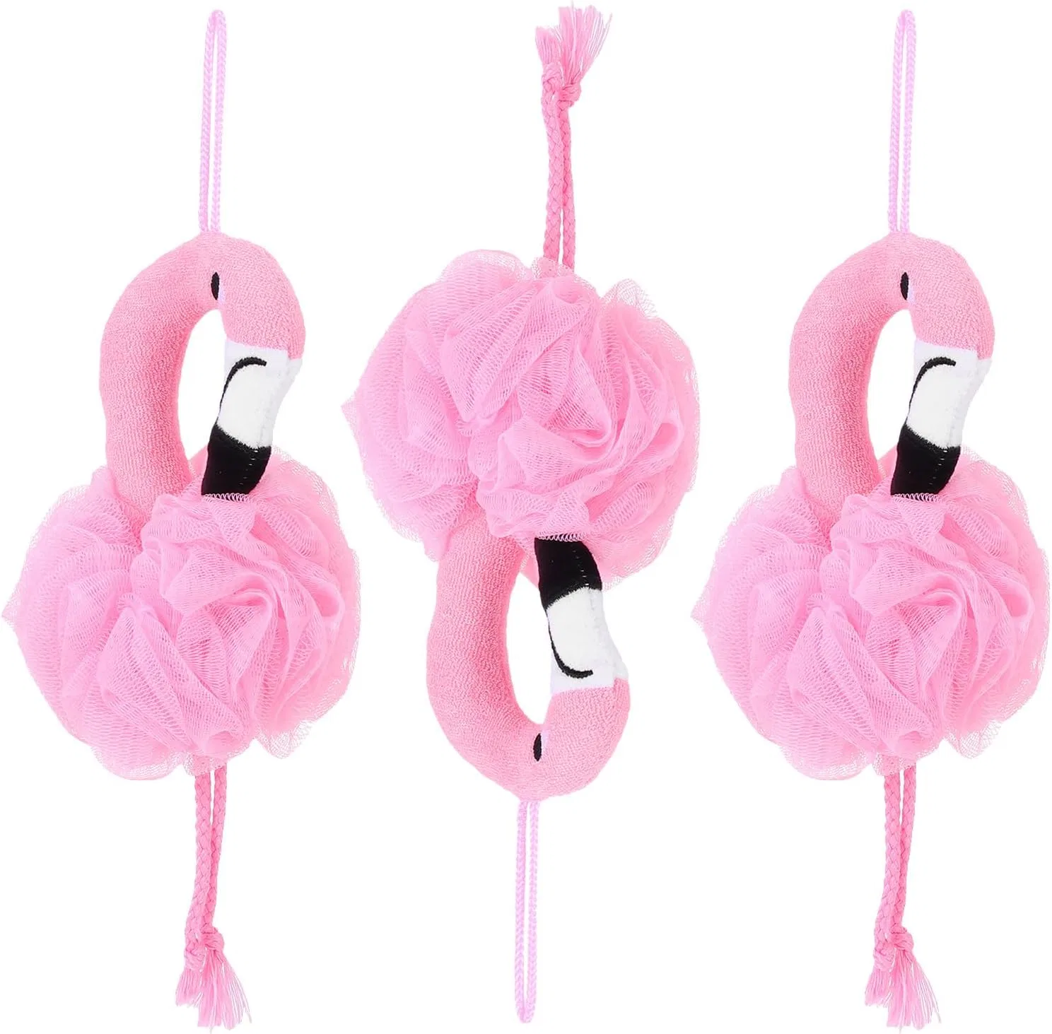 Мочалка для душа Flamingo, AUTSUPPL, 3 шт, 26x12x9 см, Pink