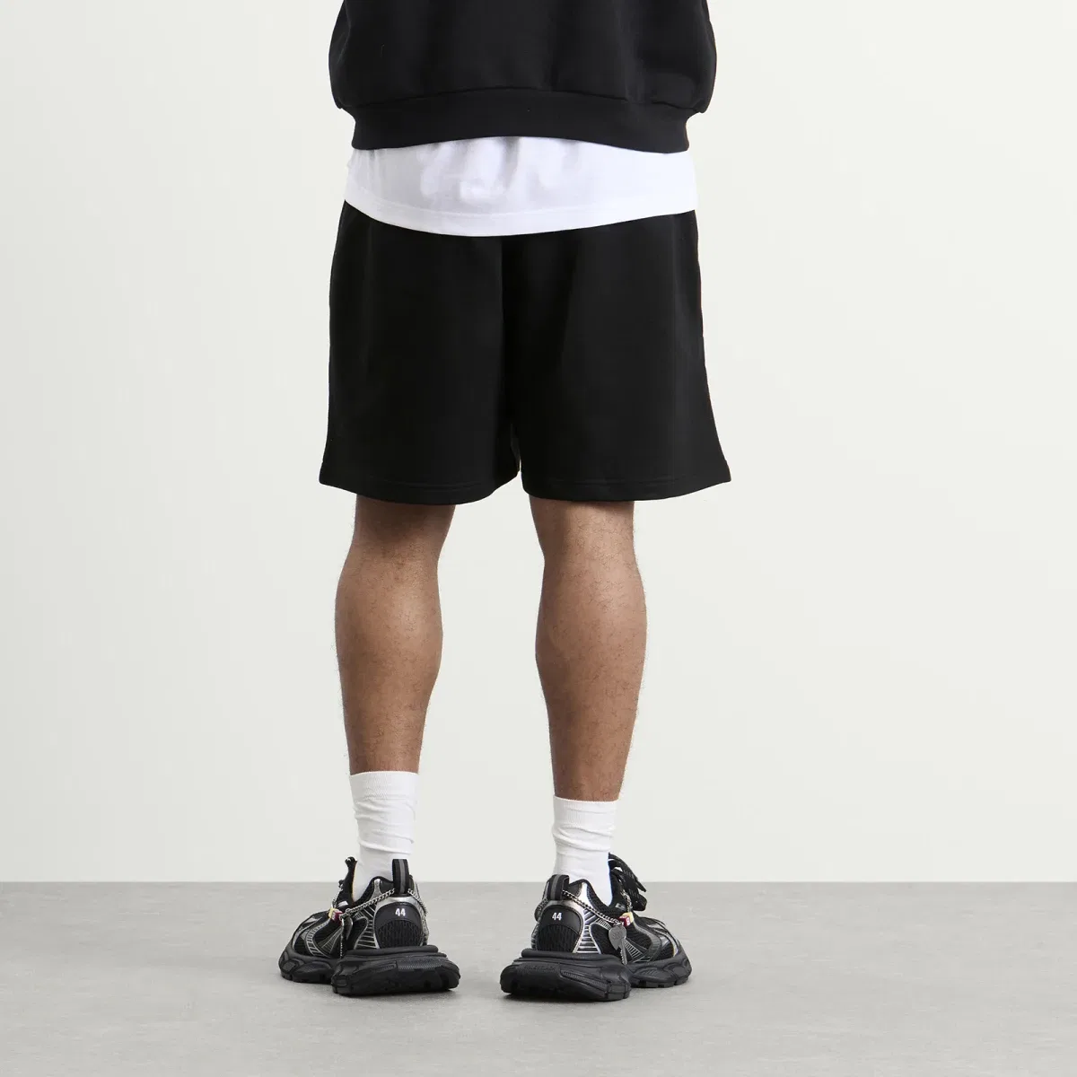 Шорты из футера с принтом Logo Cotton Sweat Shorts Balenciaga, Black — фото 3