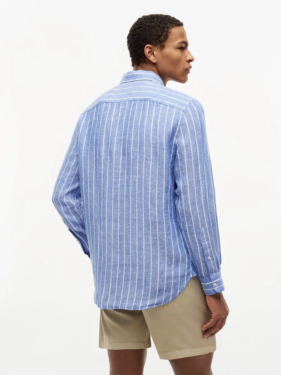 Рубашка TOMMY HILFIGER Regular fit Button Up Shirt 'Regular Fit Textured Stripe Pure' синего цвета — фото 3