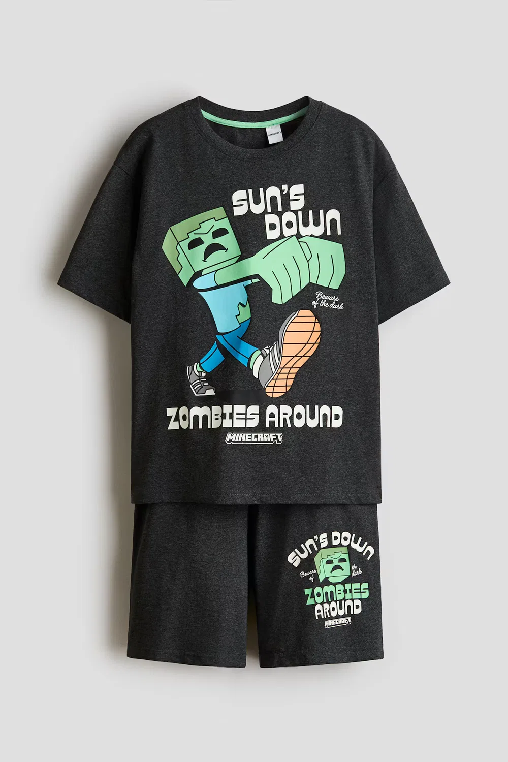 Пижама из набивного хлопка H&M, Dunkelgrau/Minecraft