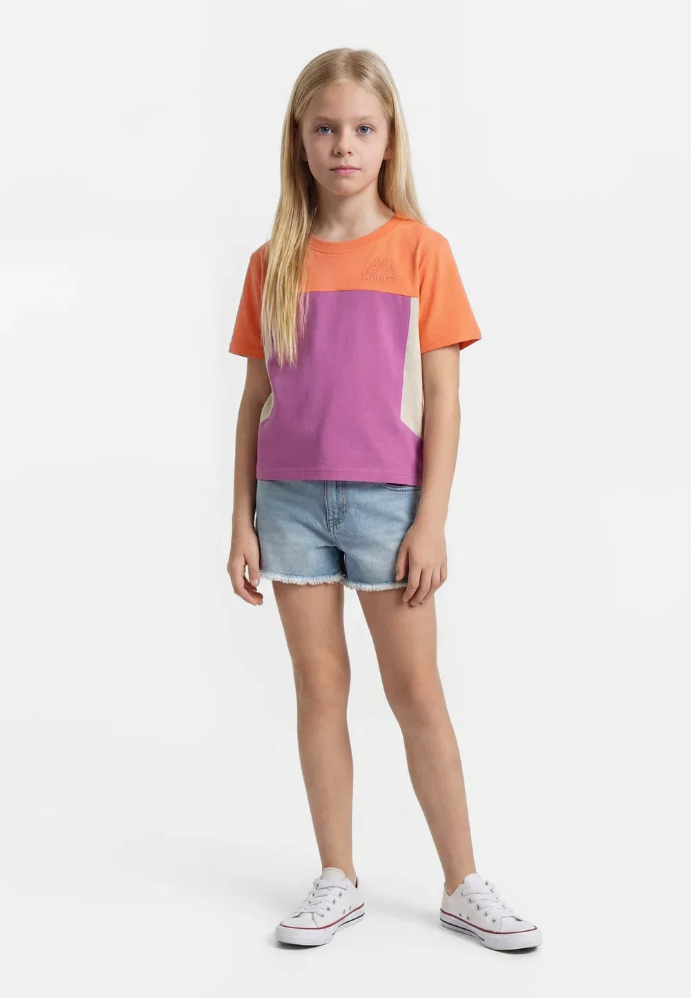 Футболка с принтом Kappa, Orange Coral/Violet Bodacious/White Whisper