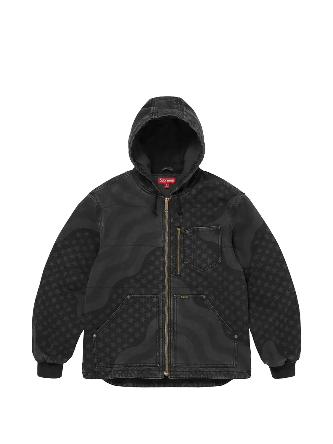Стеганая куртка с капюшоном, черная Supreme, черный