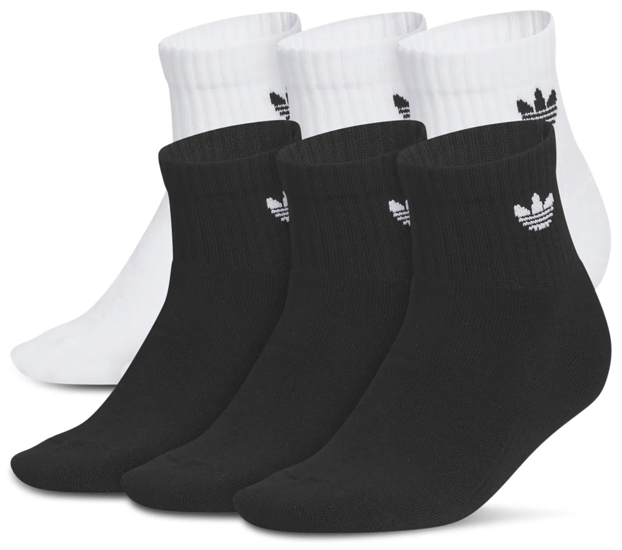 Носки для мальчиков Trefoil 2.0 Quarter Socks 6-Pack Adidas, черный/белый