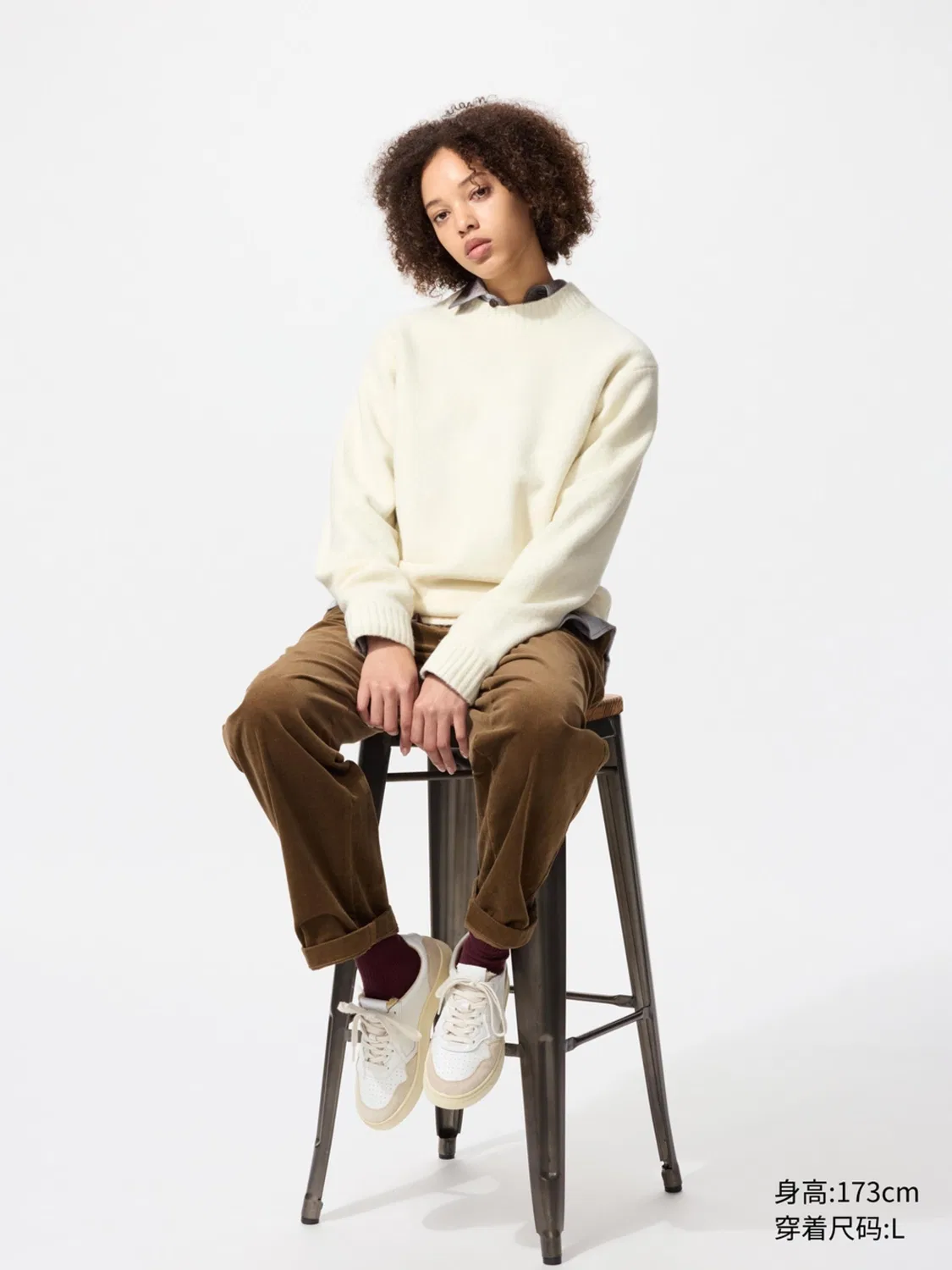 Брюки чиносы из вельвета Uniqlo, молочный — фото 2
