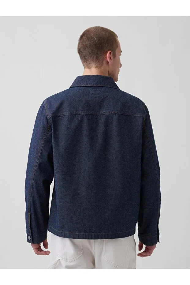 Мужская куртка-рубашка из денима, свободный крой Gap, Blue-000 — фото 4