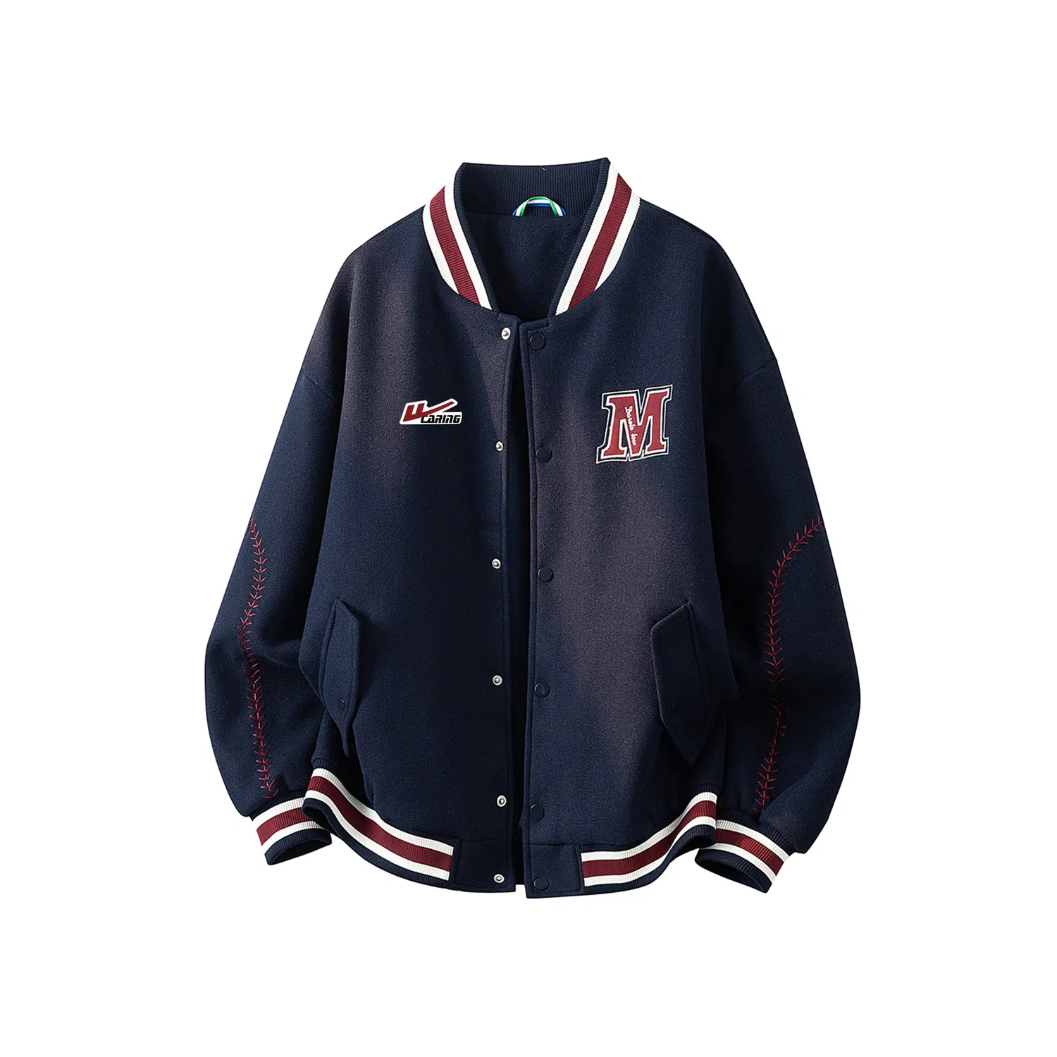 Детская бейсбольная куртка с воротником Navy Blue DIY Badge WARRIOR