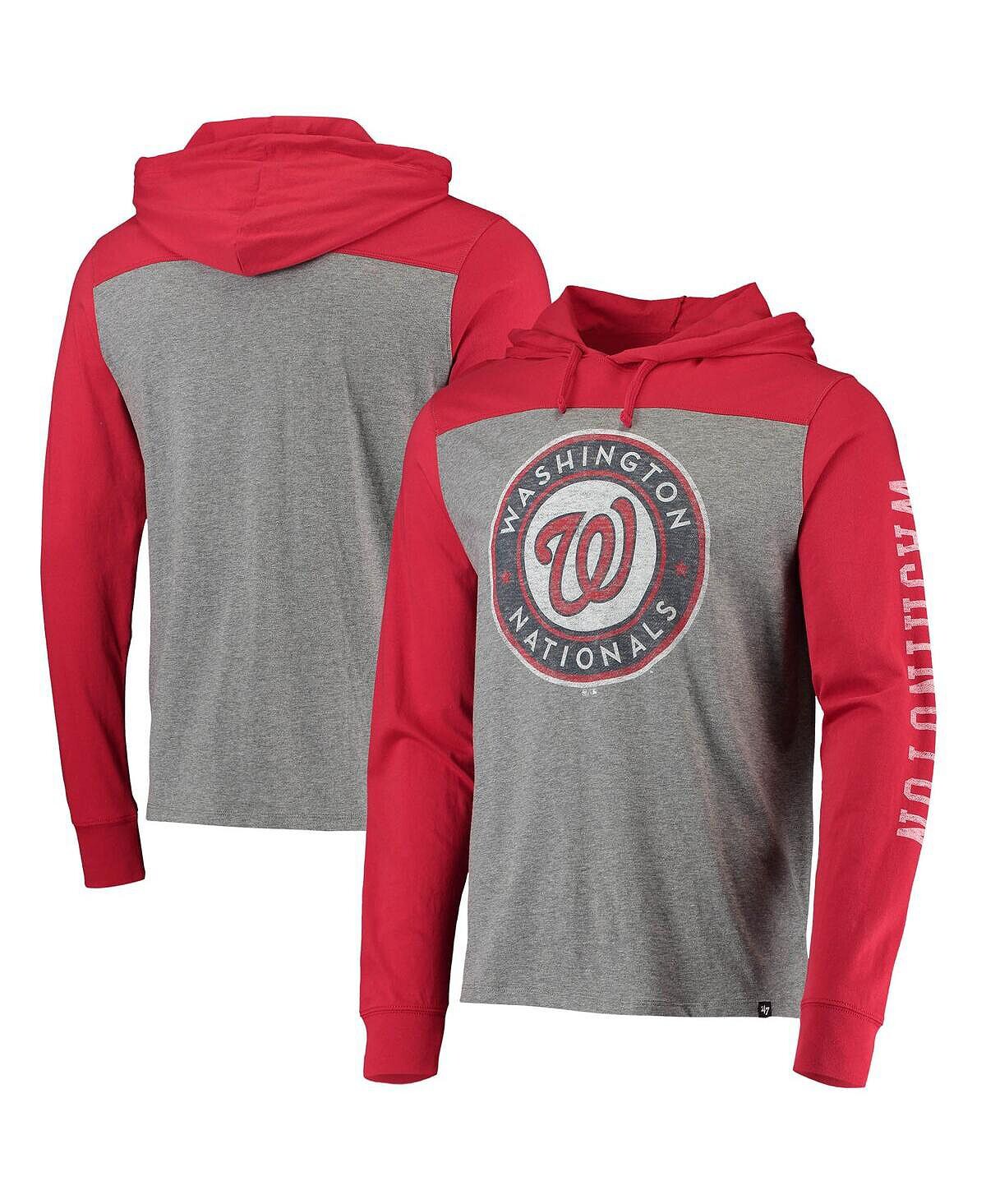 

Мужская толстовка с капюшоном franklin wooster '47 heather grey, red washington nationals '47 Brand, мульти