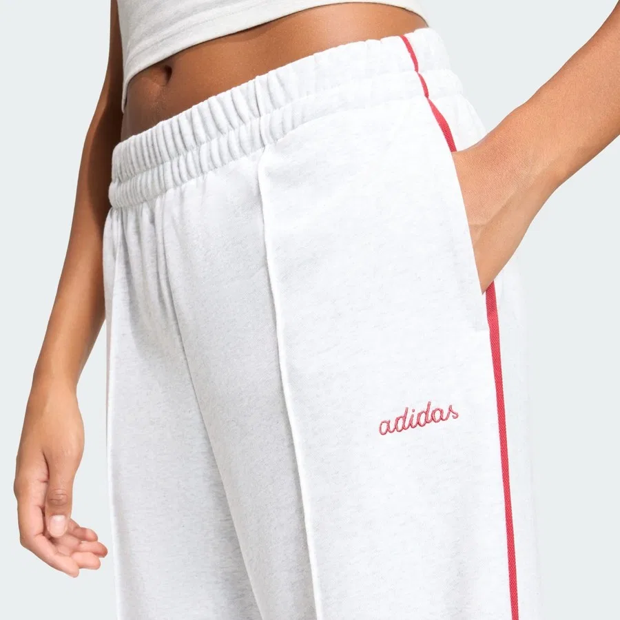 Спортивные брюки с вышивкой и 3 полосами, модель Seasonal Essentials Colourpop, adidas, Черно-белый — фото 4