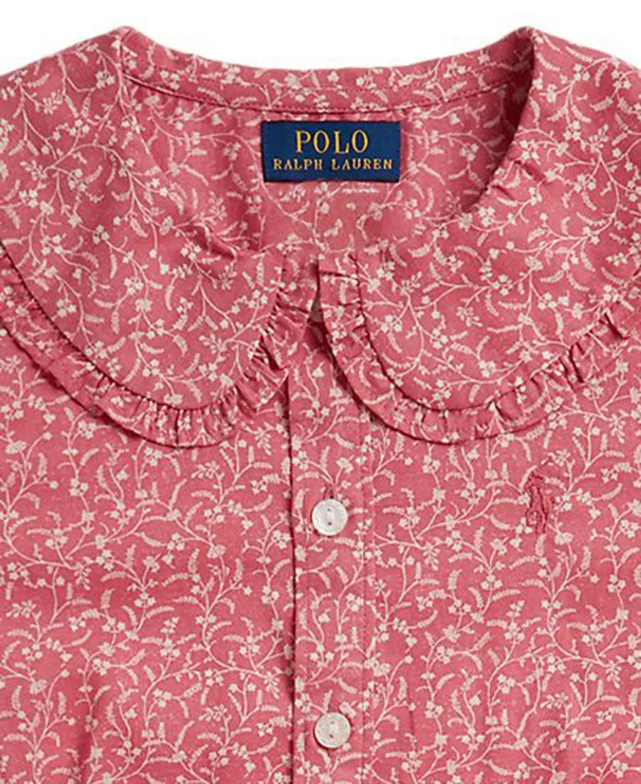 Детское платье-рубашка без рукавов Polo Ralph Lauren, Floral Pink — фото 3