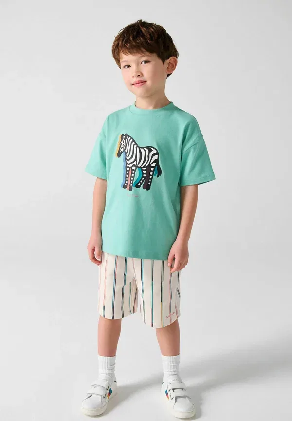 Комплект из футболки с принтом и брюк Animals Paul Smith Junior Green, зеленый