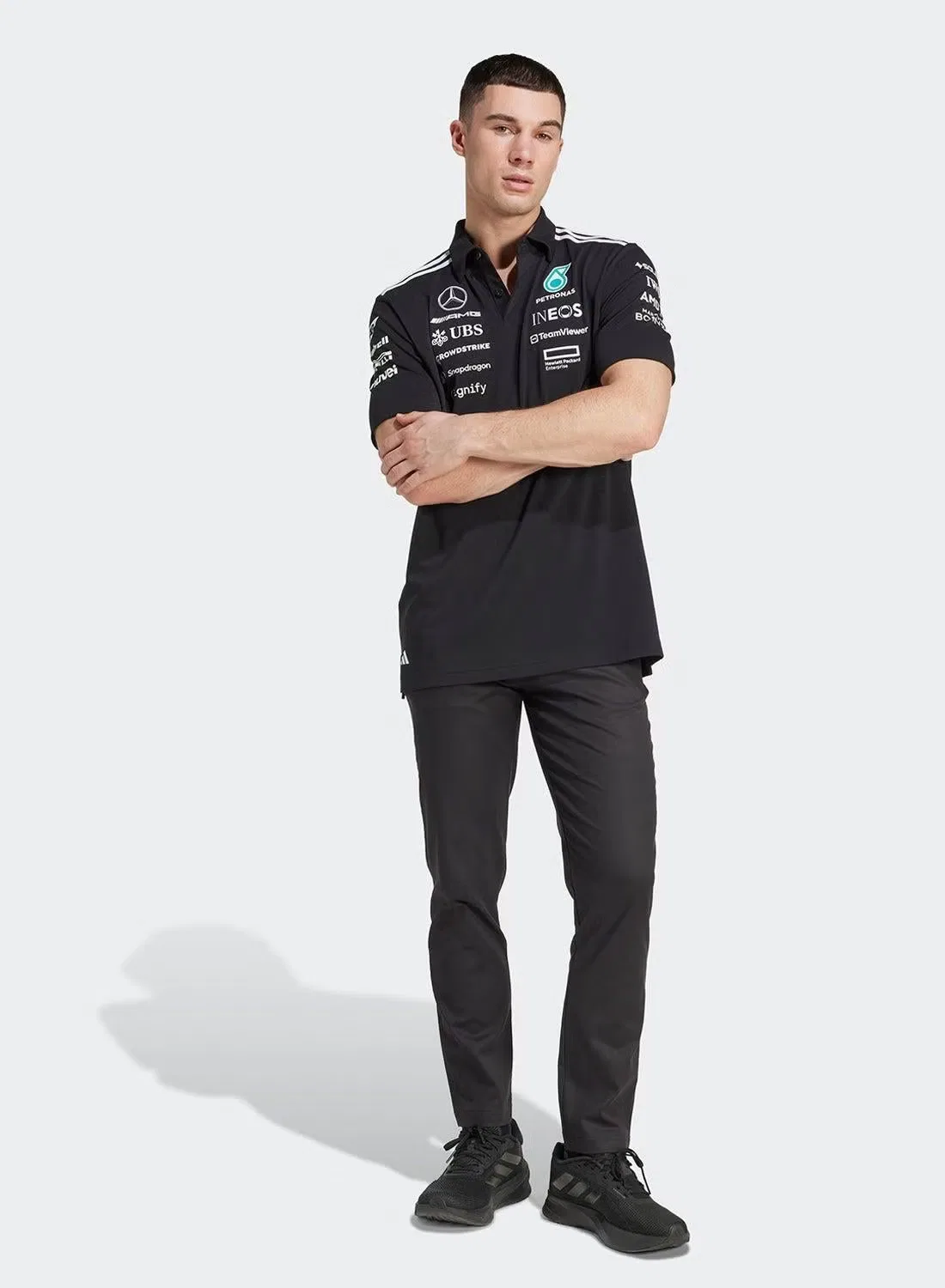 Поло с логотипом Mercedes - AMG Petronas Formula One Team Adidas, черный — фото 4