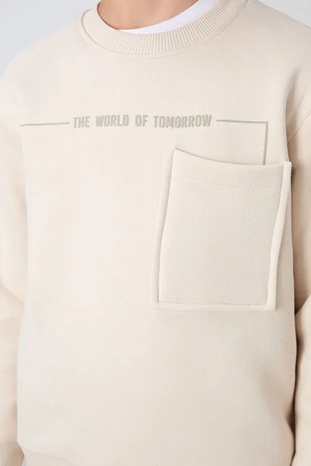 Детский спортивный комплект для мальчиков из флиса Tommy Life, Beige — фото 4