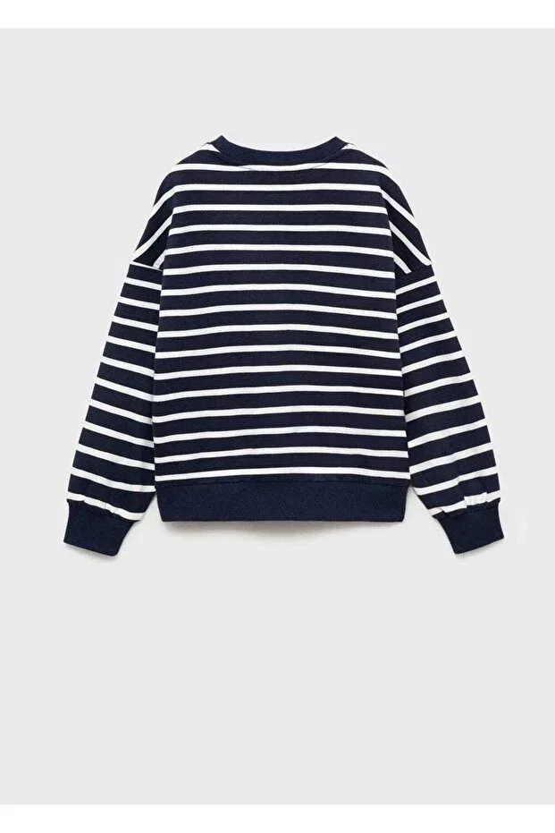 Детские свитшот для девочек в полоску Mango Kids, Navy Blue — фото 4