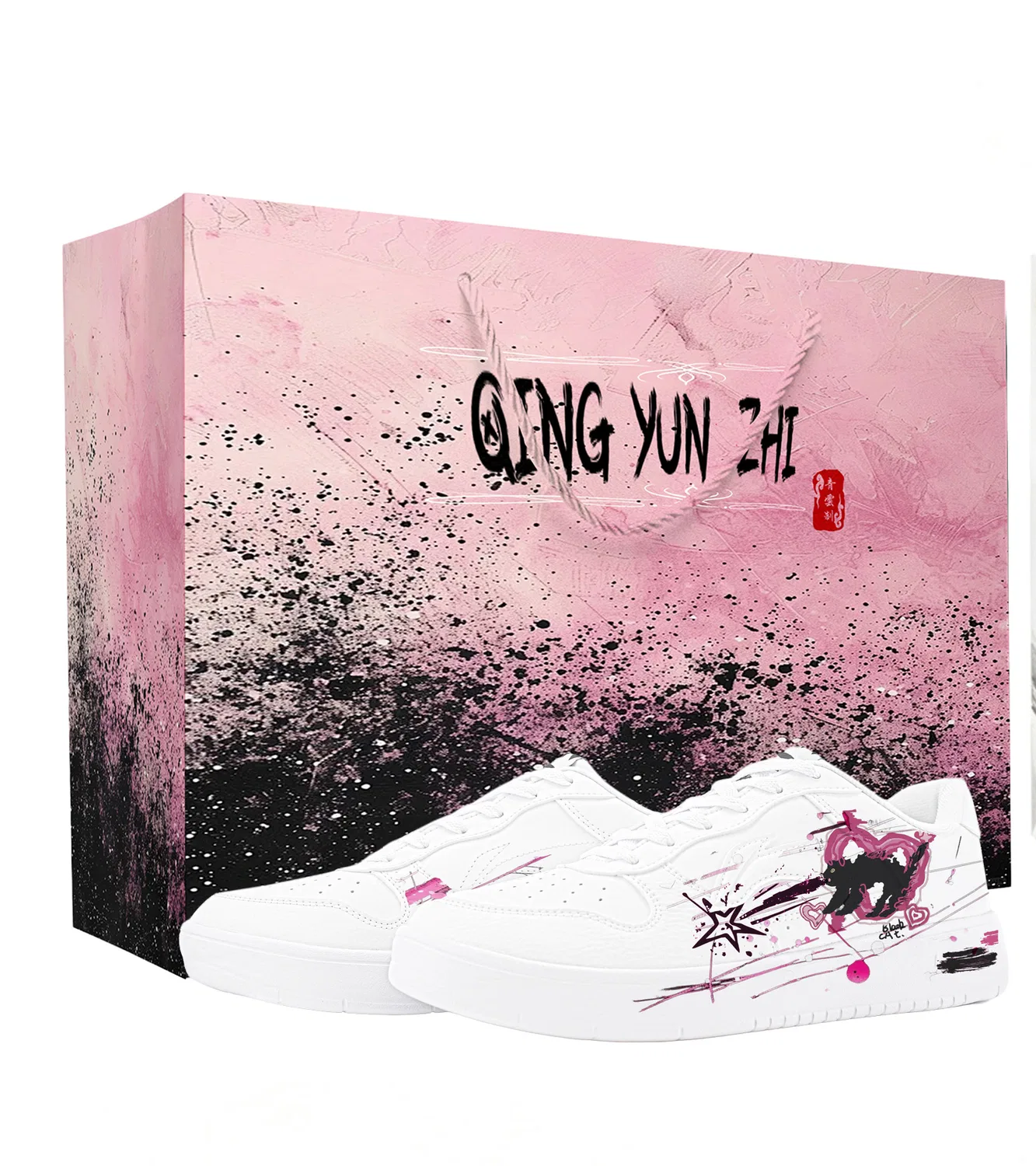 Детские скейт-кеды с принтом Li-Ning, White Black Pink Urban Chic Style Colorway