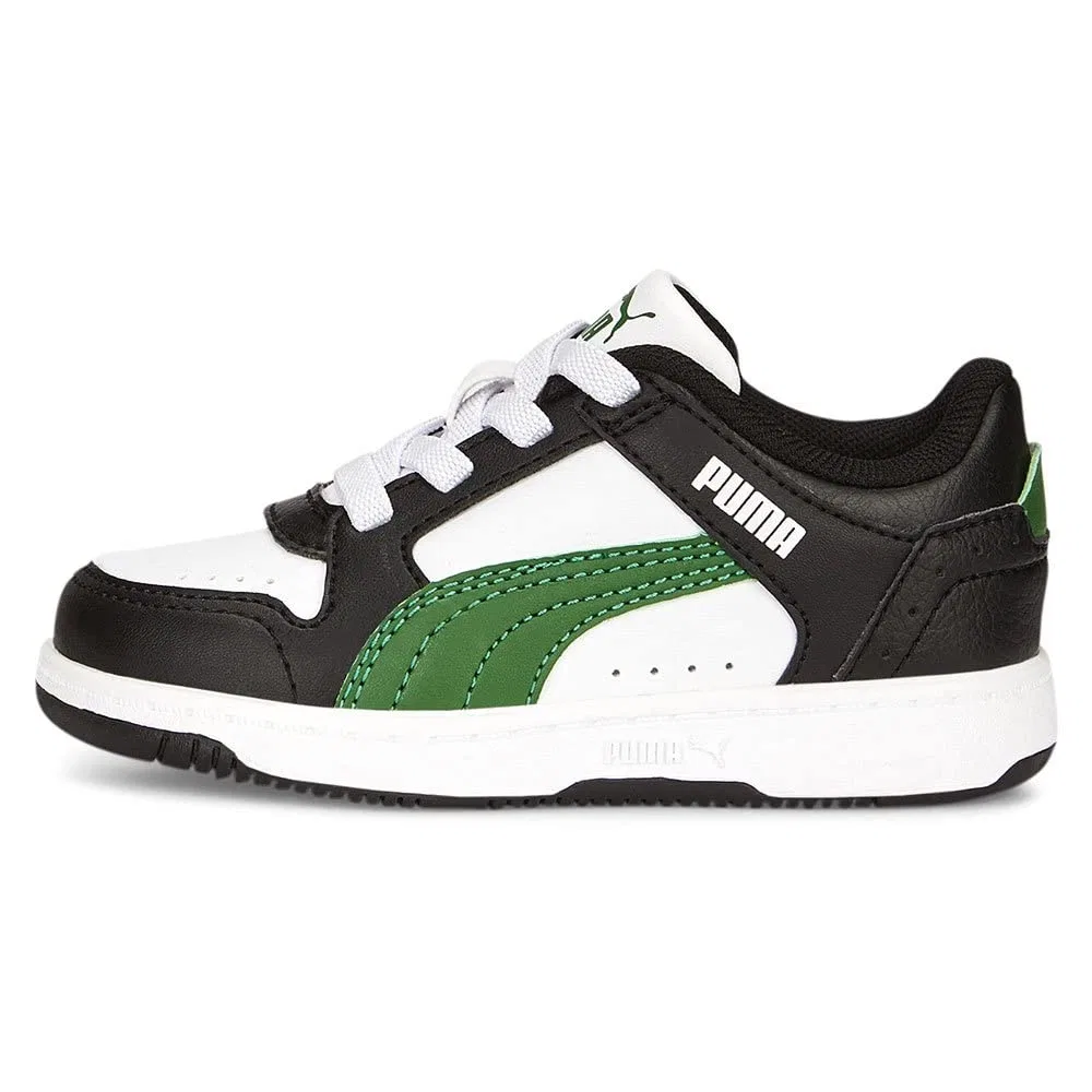 Детские кроссовки для мальчиков с эластичной шнуровкой Rebound PUMA, White Green Black — фото 4