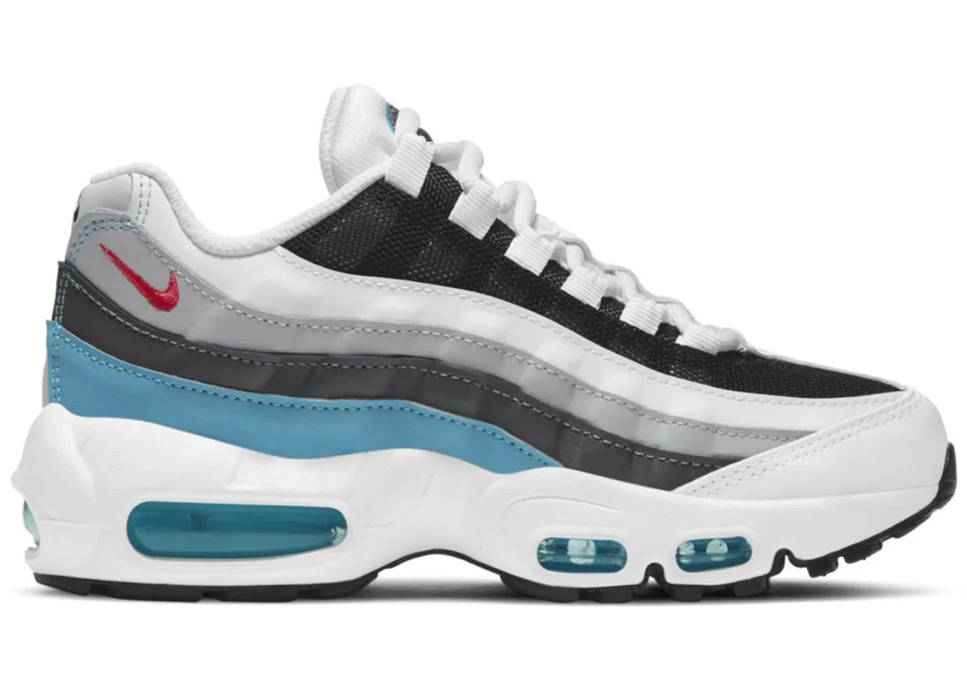 Детские кроссовки Lifestyle с амортизацией Nike Air Max 95 Recraft, White/Chlorine Blue/Black/Light Fusion Red