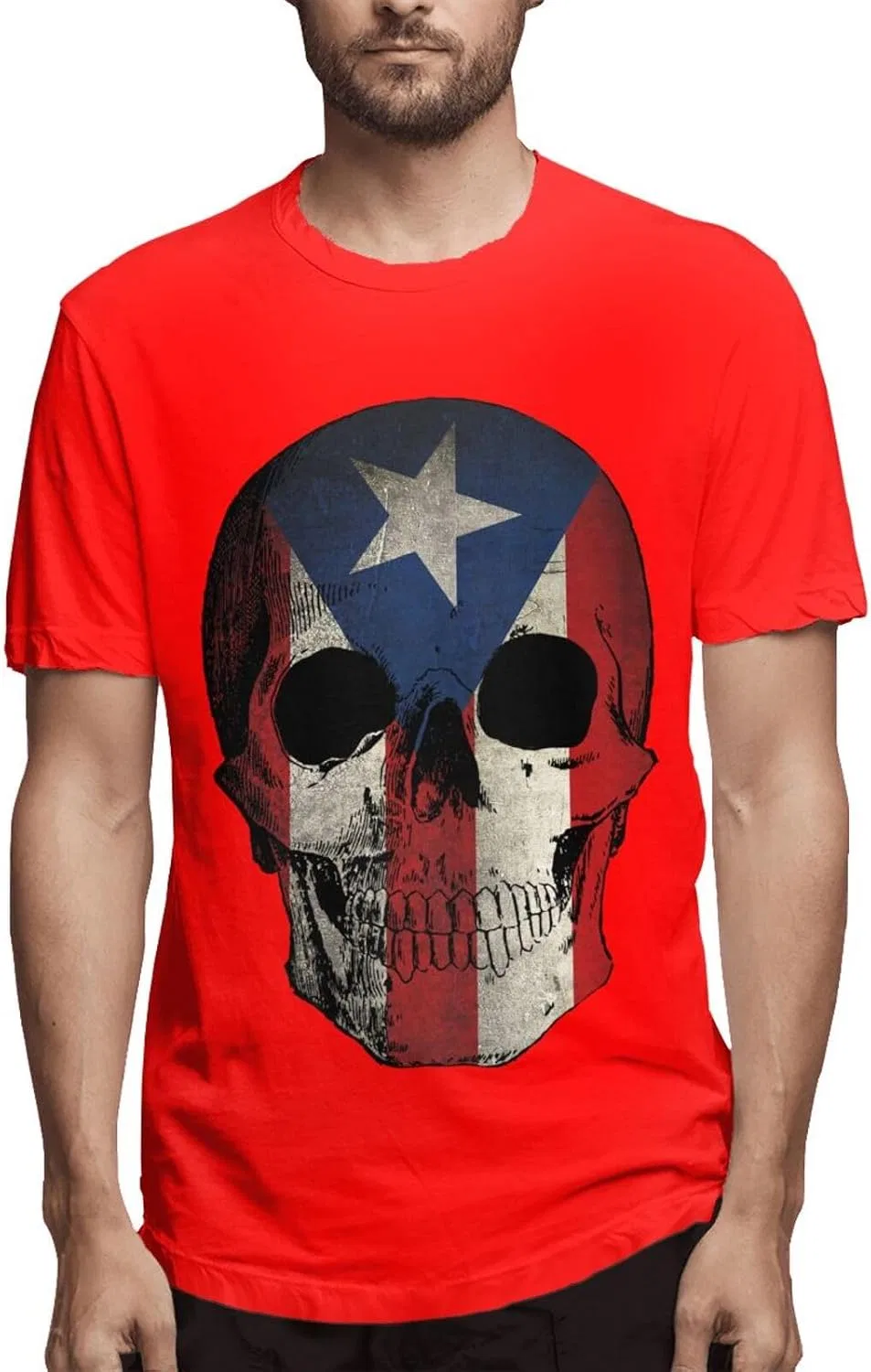 Мужская футболка с принтом Skull Puerto Rico, Red