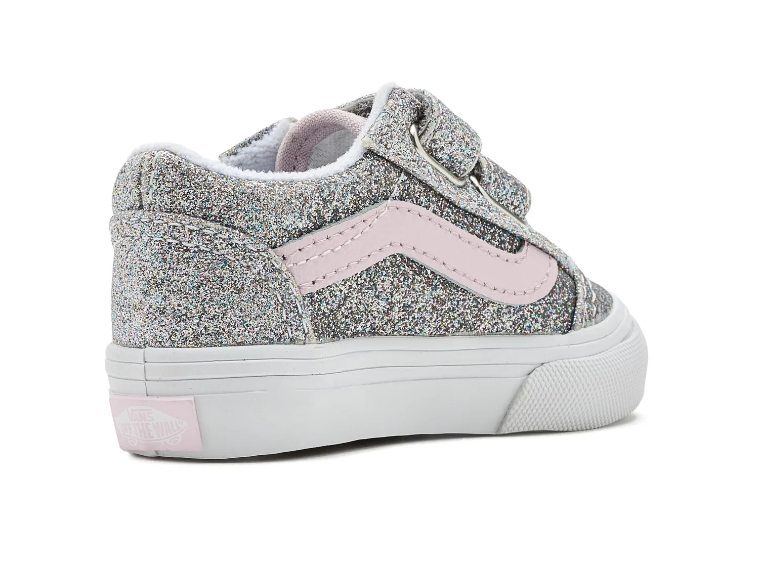 Кроссовки Old Skool V (для младенцев и малышей) Vans Kids, Glitter Silver/Pale Petal — фото 4