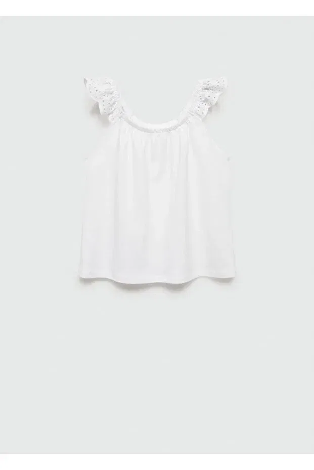 Детское платье-футболка для девочек с воланами Mango Kids, Off White