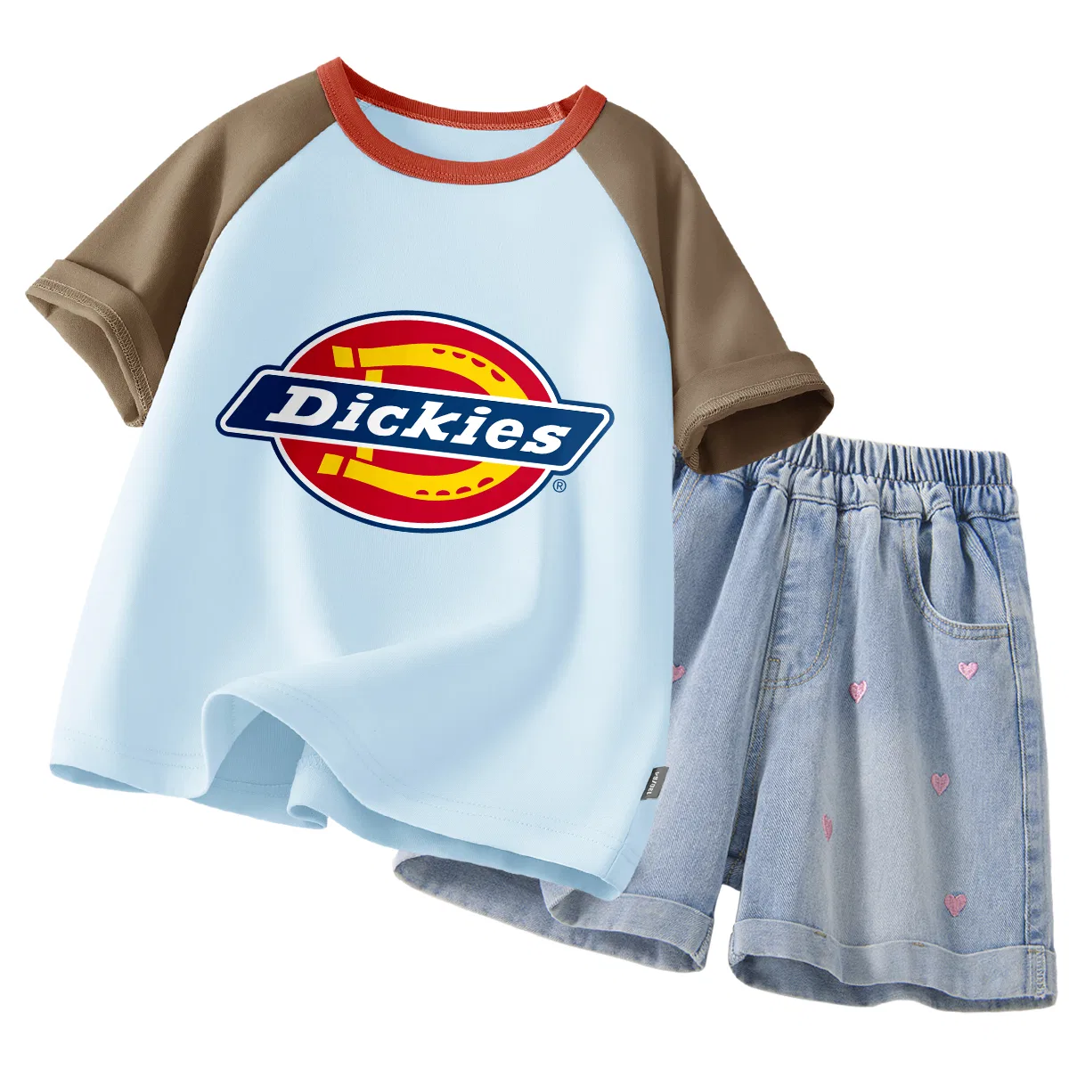 Детский спортивный комплект с принтом Dickies, Standard Coffee Blue+Solid Color Denim Blue