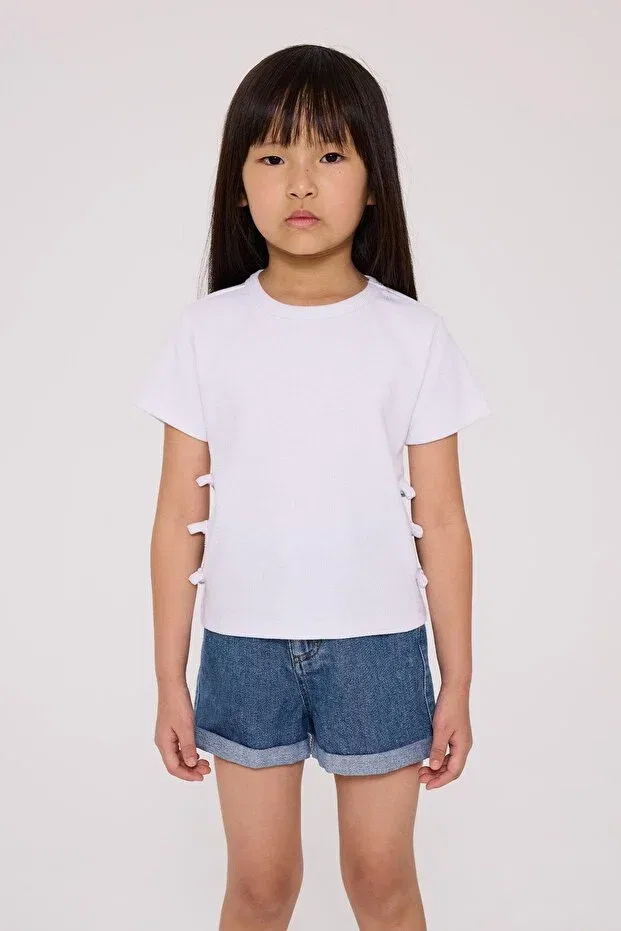 Детская футболка для девочек с коротким рукавом Tyess Basic, White — фото 2