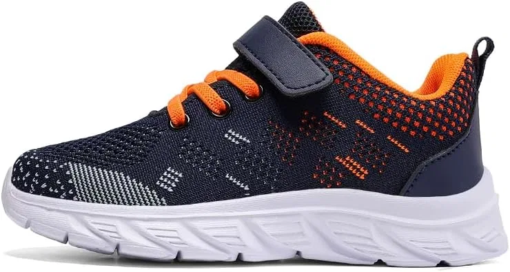 Детские кроссовки для мальчиков дышащие с липучкой GLYGML, Dark Blue Orange