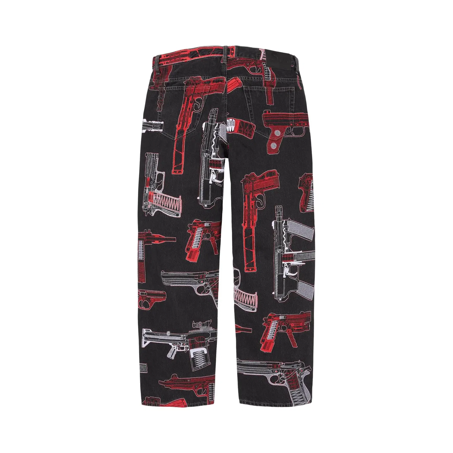 Джинсы Supreme Guns Embroidered Loose Fit Jean (вышитые), черный — фото 2