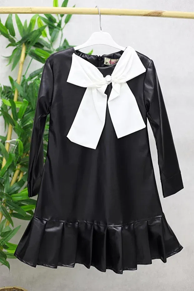 Детское платье для девочек кожаное Gala, Black