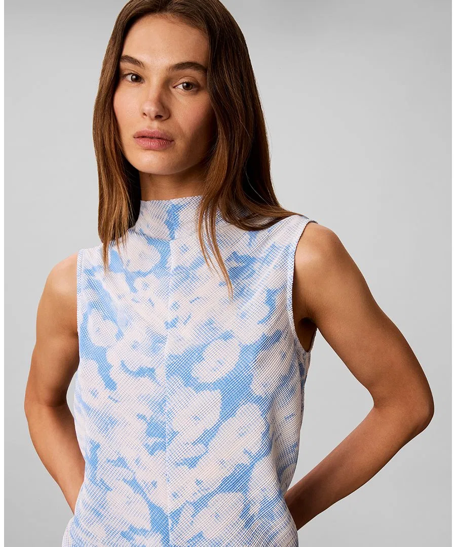 Топ с принтом, без рукавов Calvin Klein, Halftone Floral Marina Dew — фото 4