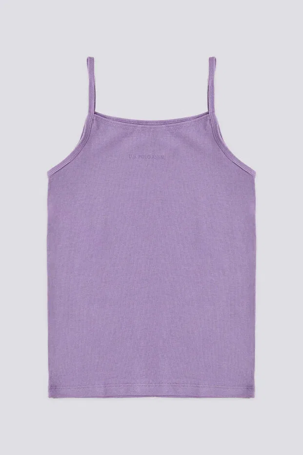 Детская майка на тонких бретелях с принтом U.S. Polo Assn., Light Nile Green — фото 4