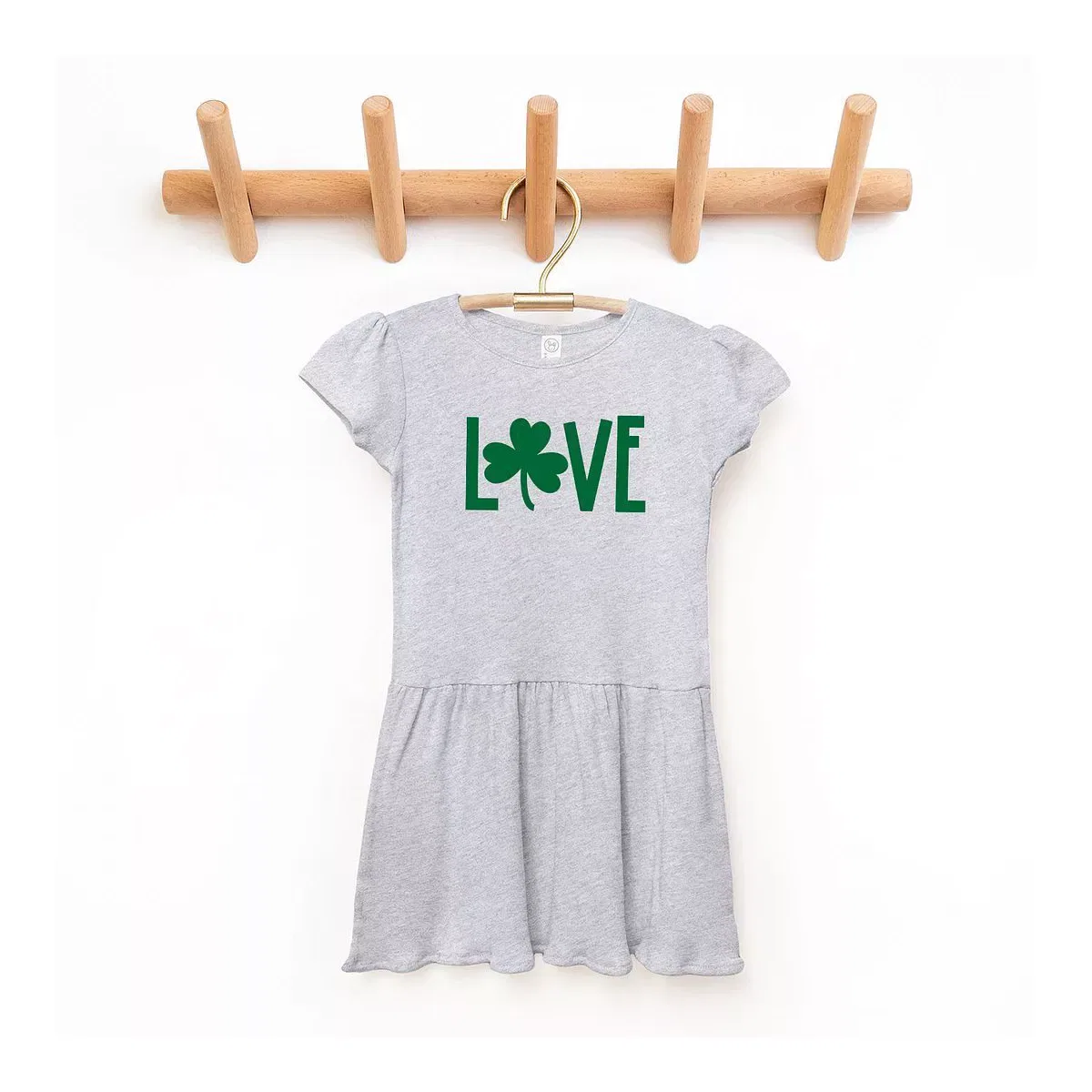 Детское платье для девочек с коротким рукавом Love Clover The Juniper Shop, Heather Grey