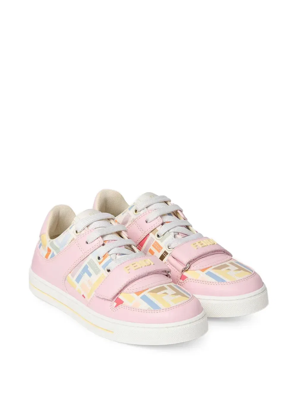 Кроссовки с логотипом FF на липучках Fendi Kids, розовый