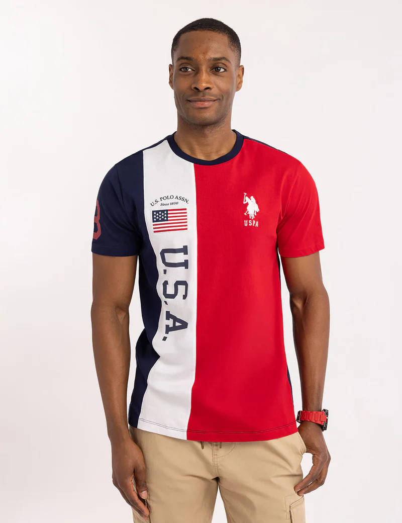 

Футболка U.S. Polo Assn Usa Color Block Jersey, красный/белый/темно-синий