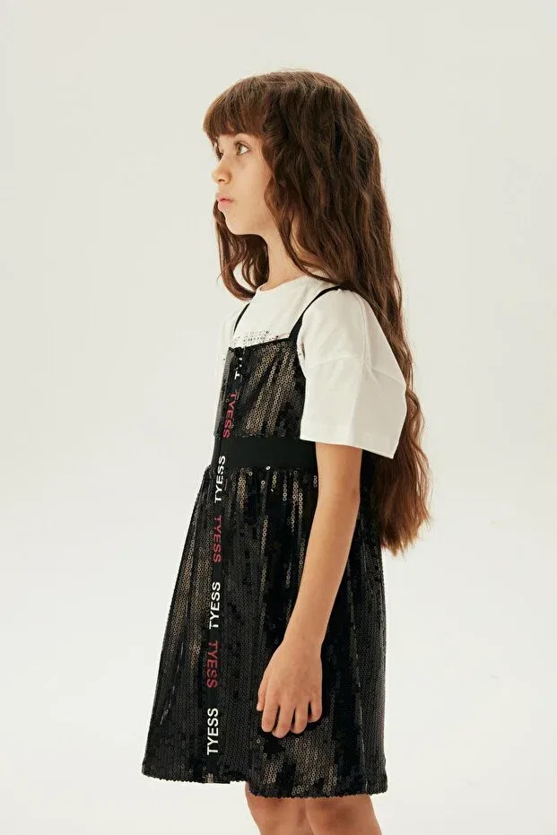 Детское платье для девочек с длинным рукавом Tyess, Black — фото 3
