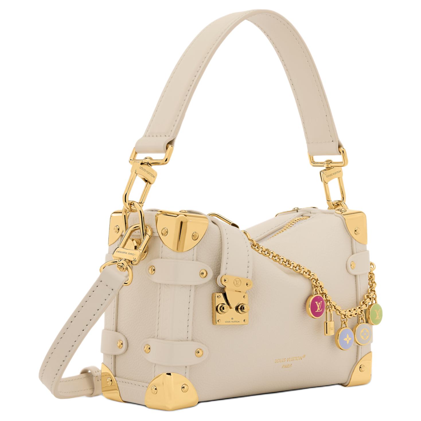 LOUIS VUITTON Сумка через плечо SIDE TRUNK из коровьей кожи, маленькая женская, бежевая — фото 2