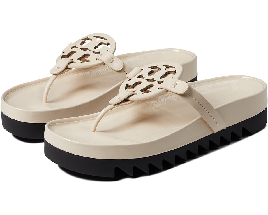 Сандалии Tory Burch Miller Cloud Lug, цвет New Cream/Perfect Black