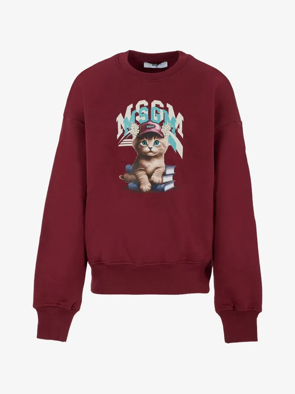 Толстовка с приспущенными плечами и принтом MSGM Kids, красный