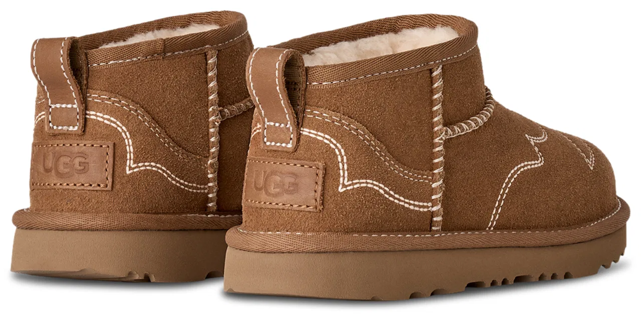 Детские ботинки для девочек с западной вышивкой UGG Ultra Mini Western, Chestnut/White — фото 3