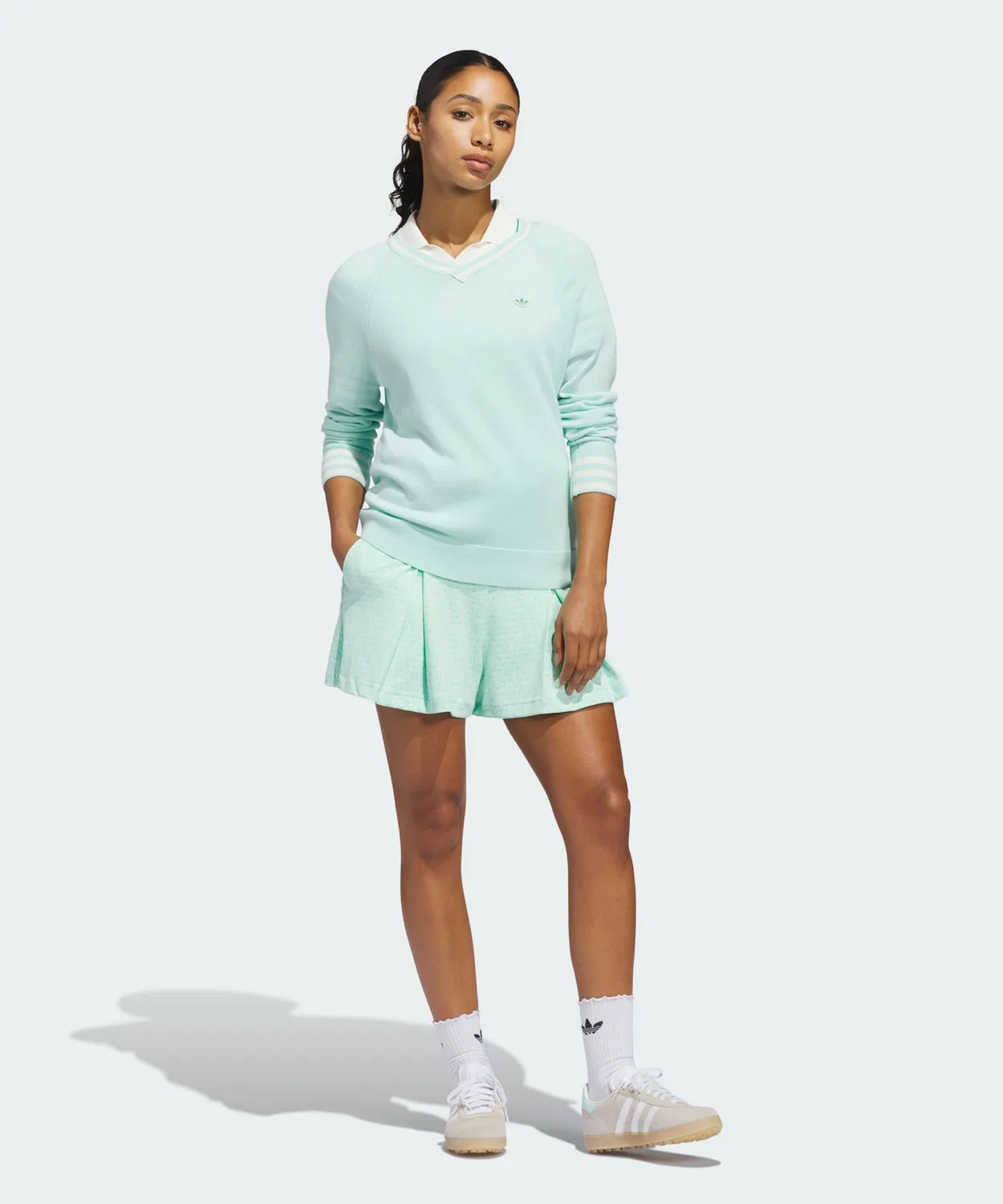 Женский свитер с V-образным вырезом Original Cashmere Adidas, Green — фото 3