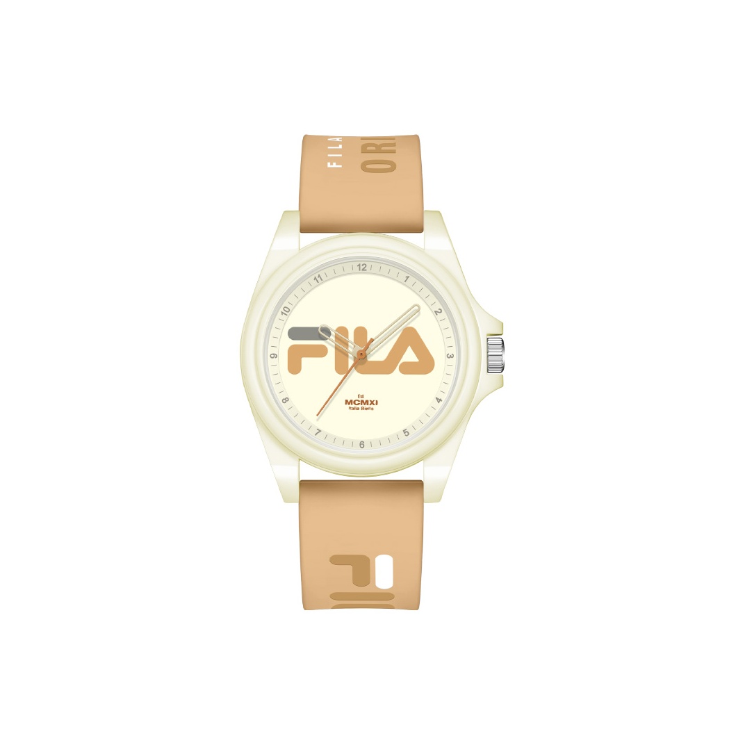 

FILA Часы Wrist Watch Quartz Movement Silicone Strap White Dial Women's Watch, [Cream Apricot Yellow]-6568-006