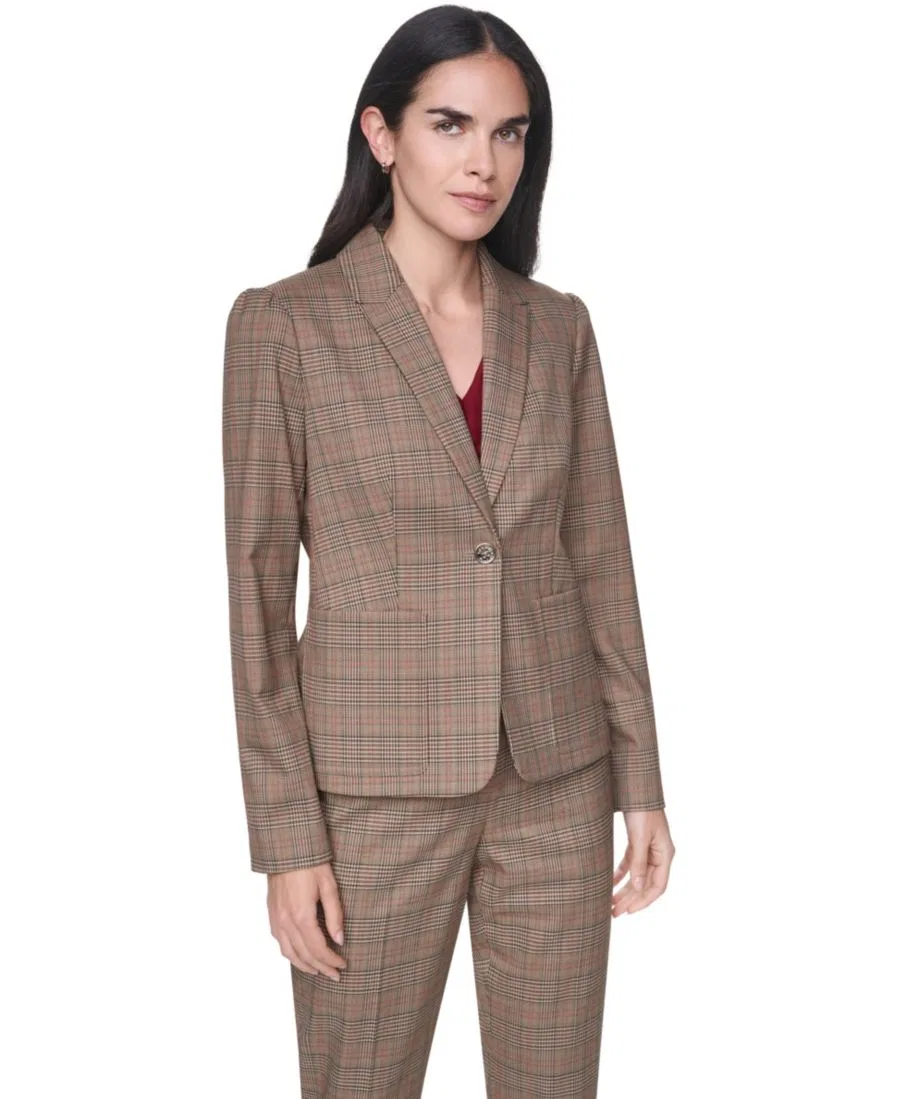 Женский пиджак с лацканами однобортный Tommy Hilfiger, Tobacco Multi — фото 3