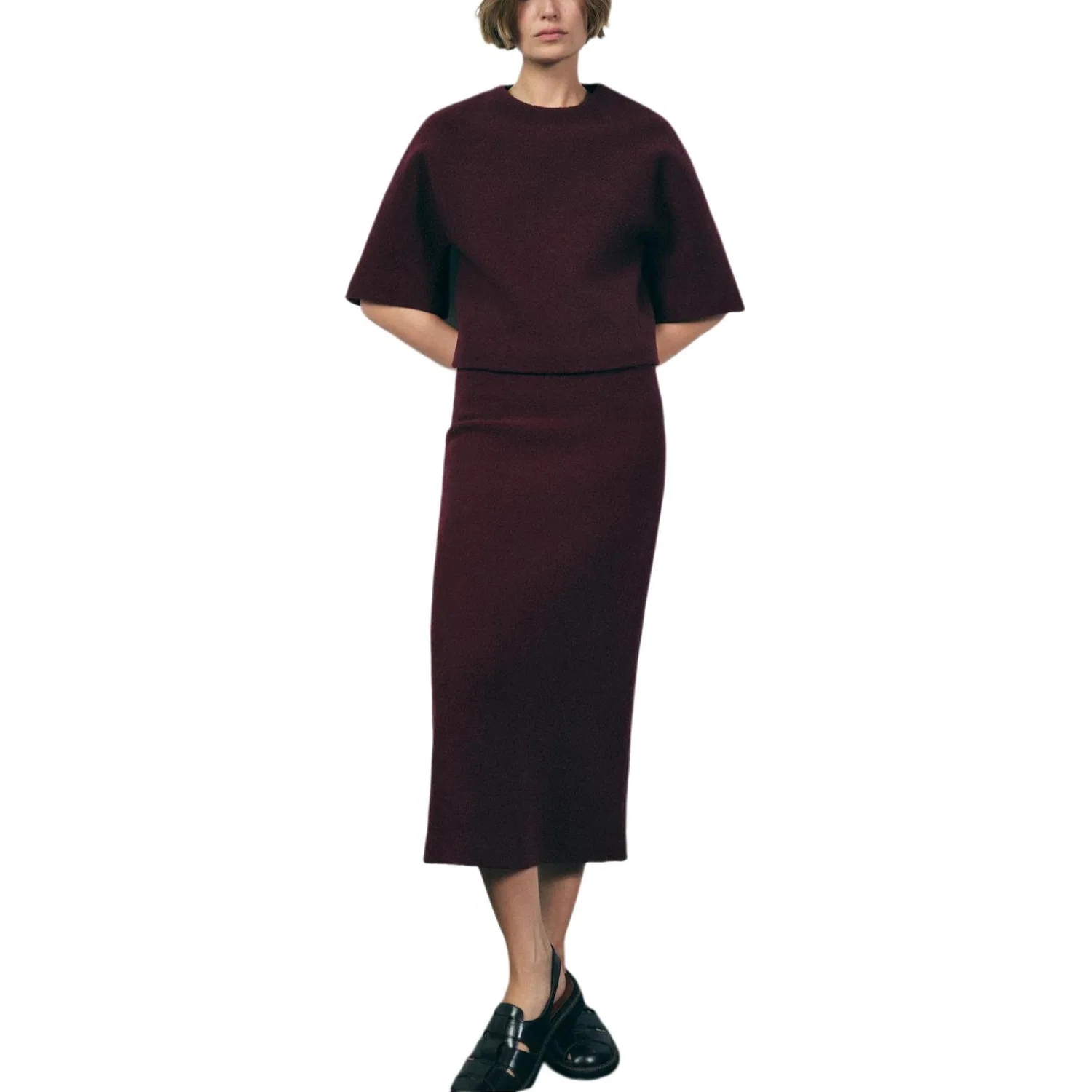 Женская повседневная длинная юбка Burgundy ZARA — фото 4